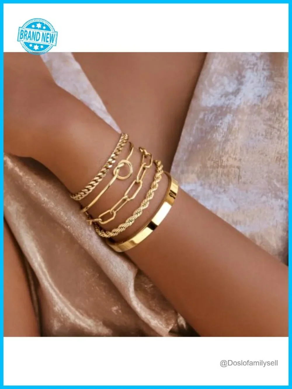 S925 Sterling Silver Chunky Cuban Link Chain Bangle Bracelet Set for Women